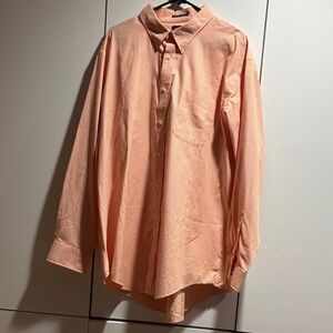 Lands'‎ End Men's Orange Checkered Button Down Shirt
